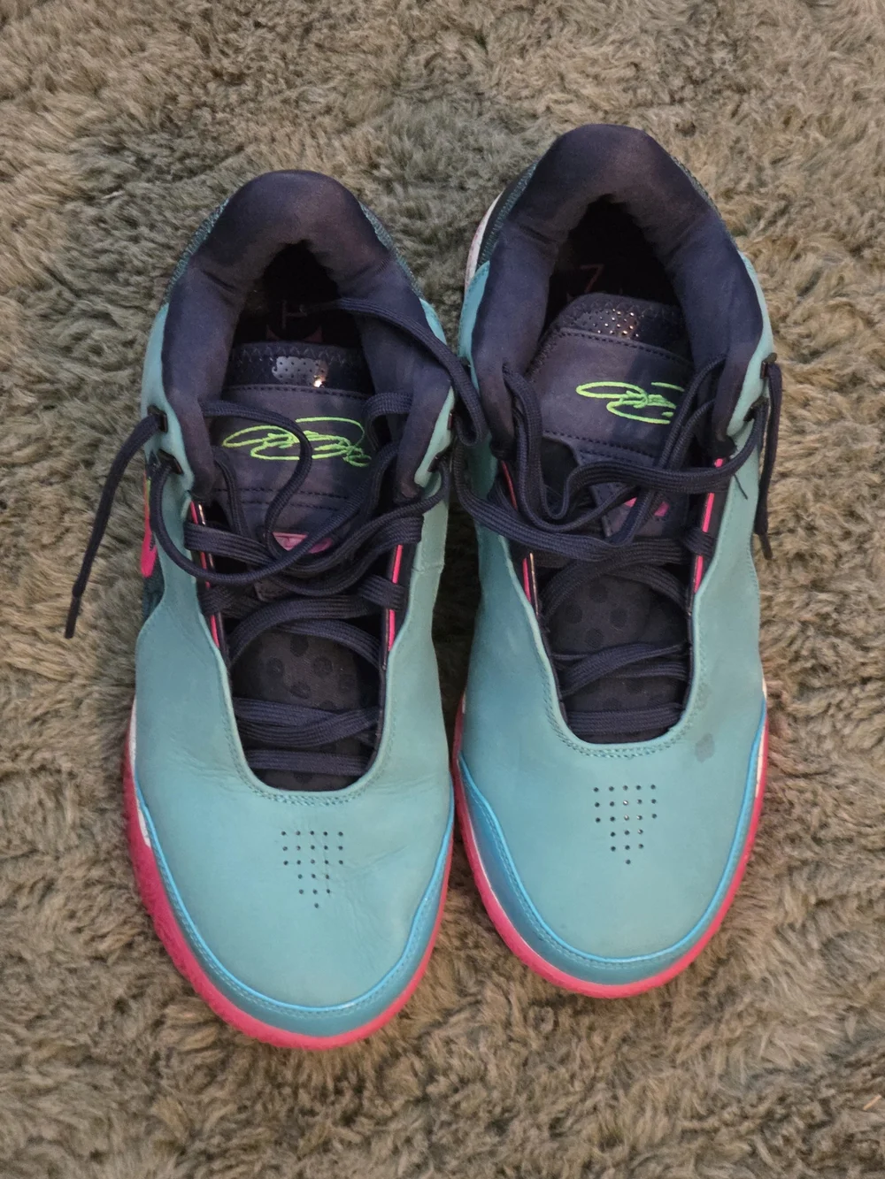 Men's Teal and Pink Low-Top Sneakers